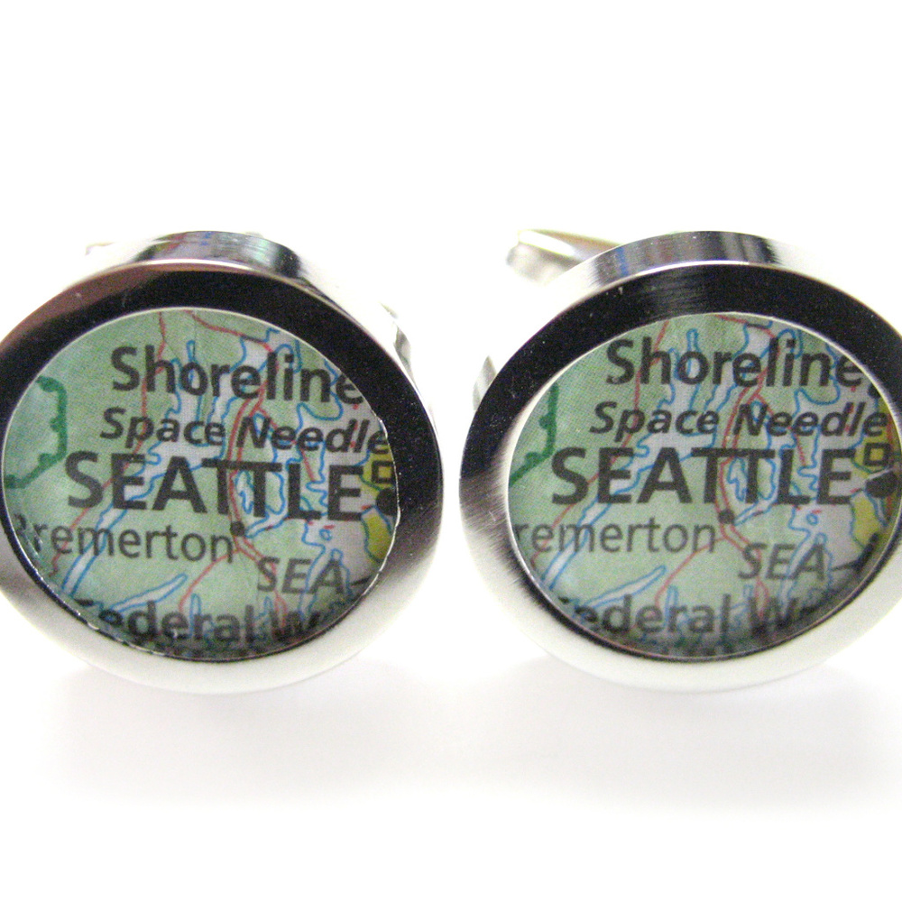 Seattle Washington Map Cufflinks - image 1